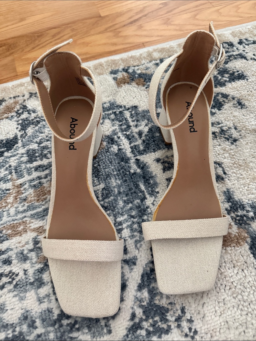 Abound Cream Ankle-Strap Square Toe Block Heels
